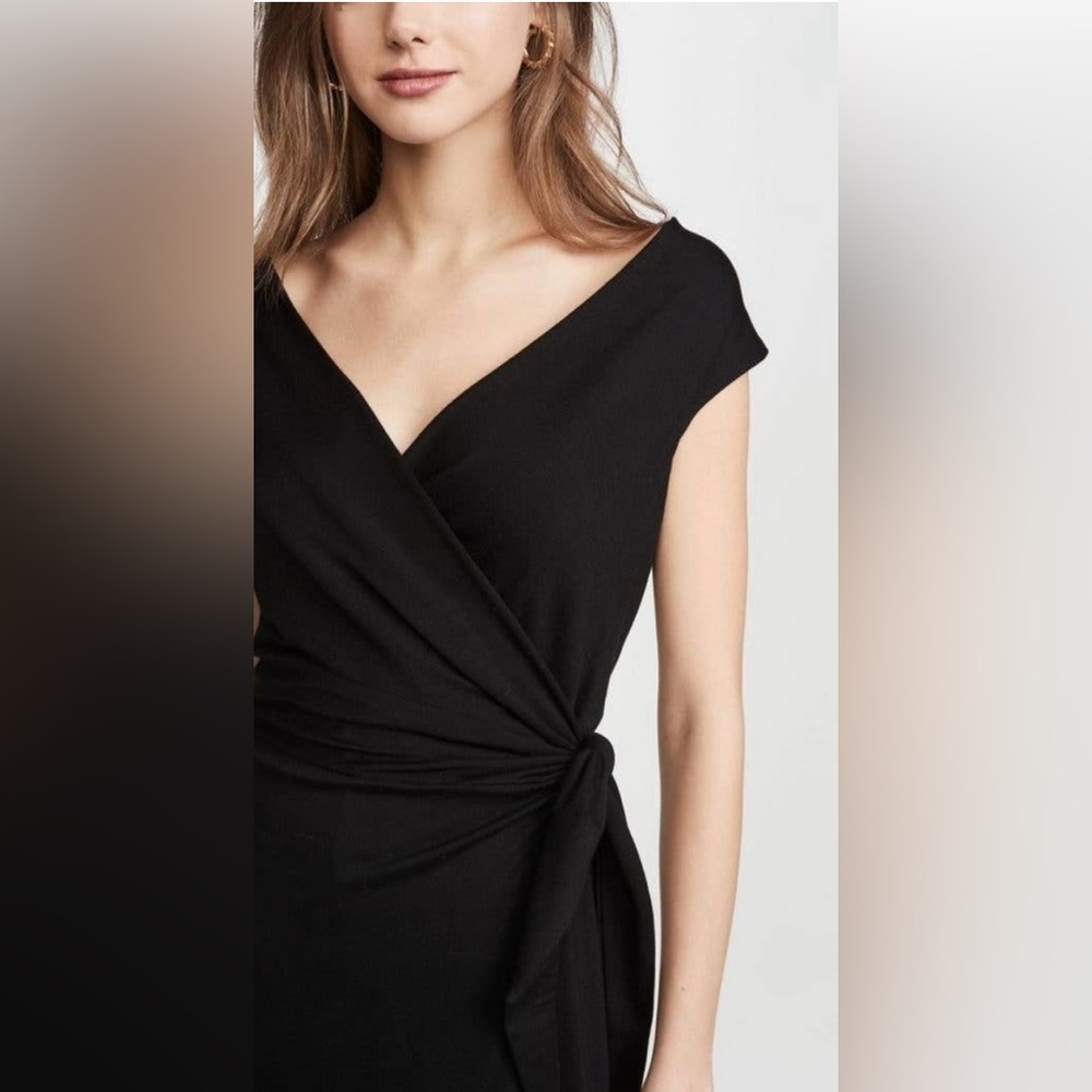 NWT Reformation Sage Black Wrap Midi Dress Large - Picture 3 of 11